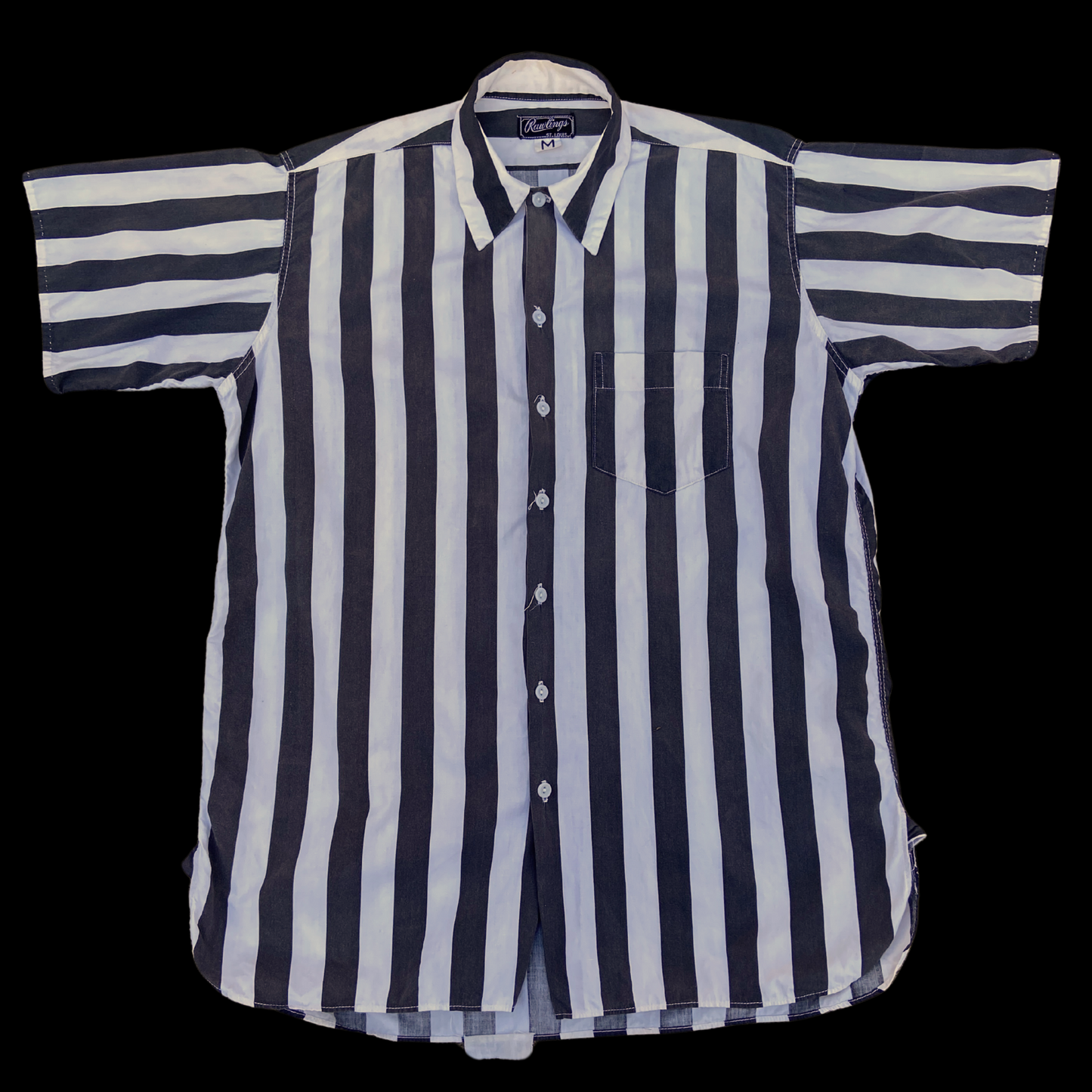 1950s Black and White Striped Cotton Referee Shirt