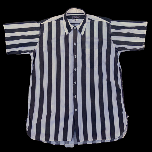 1950s Black and White Striped Cotton Referee Shirt