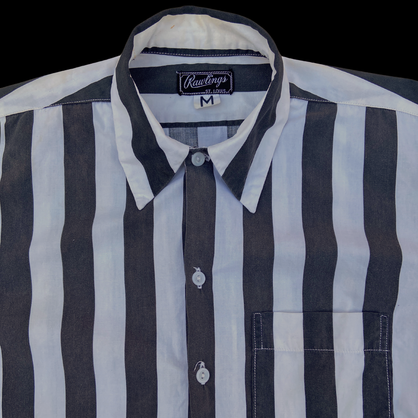 1950s Black and White Striped Cotton Referee Shirt