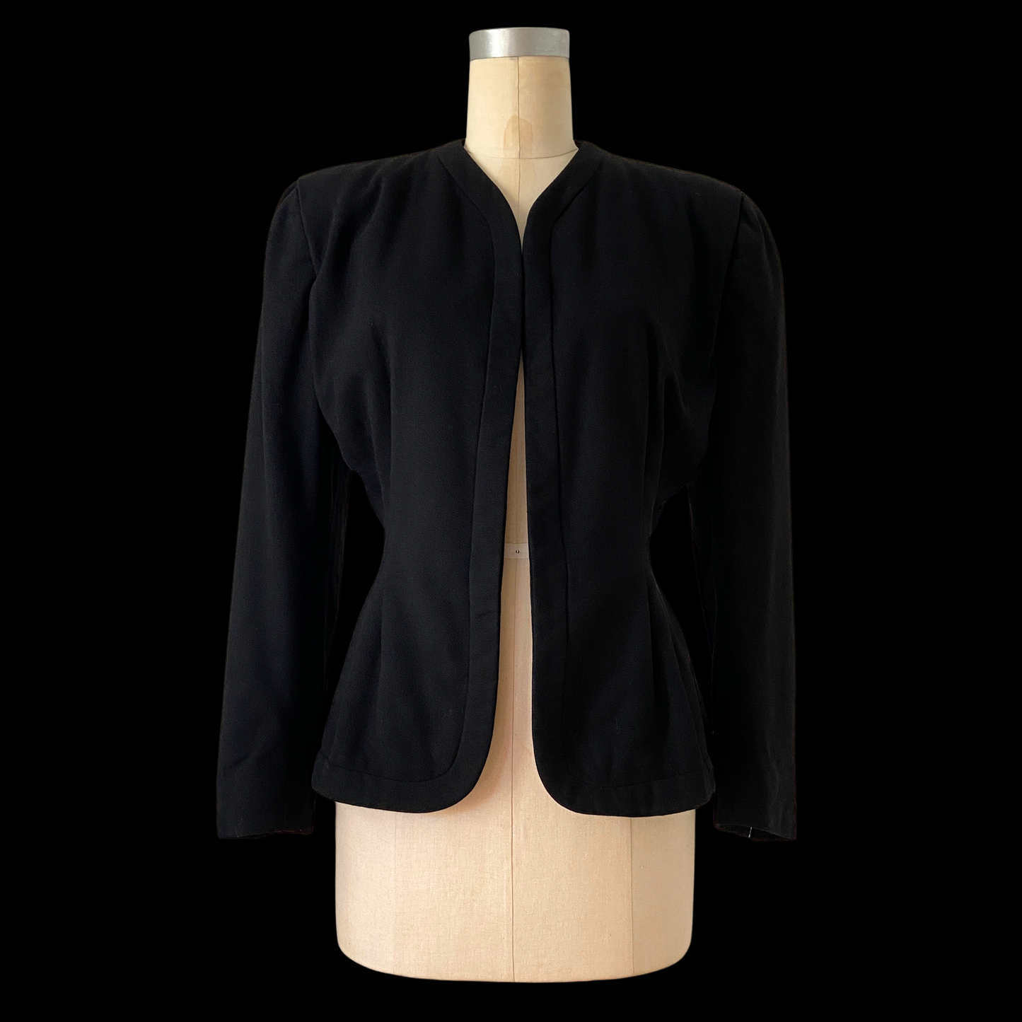1940s Black Wool Blazer Forstmann