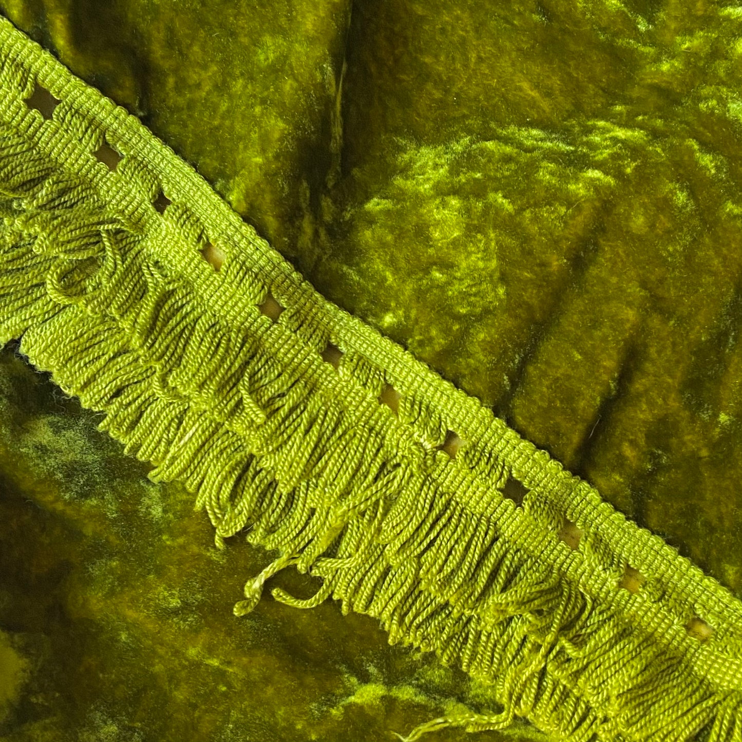 1970s Green Velvet Bedspread Full Double