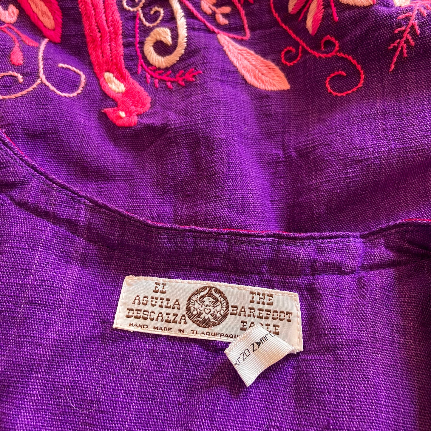 1970s Josefa Purple + Pink Embroidered Cotton Jacket Barefoot Eagle