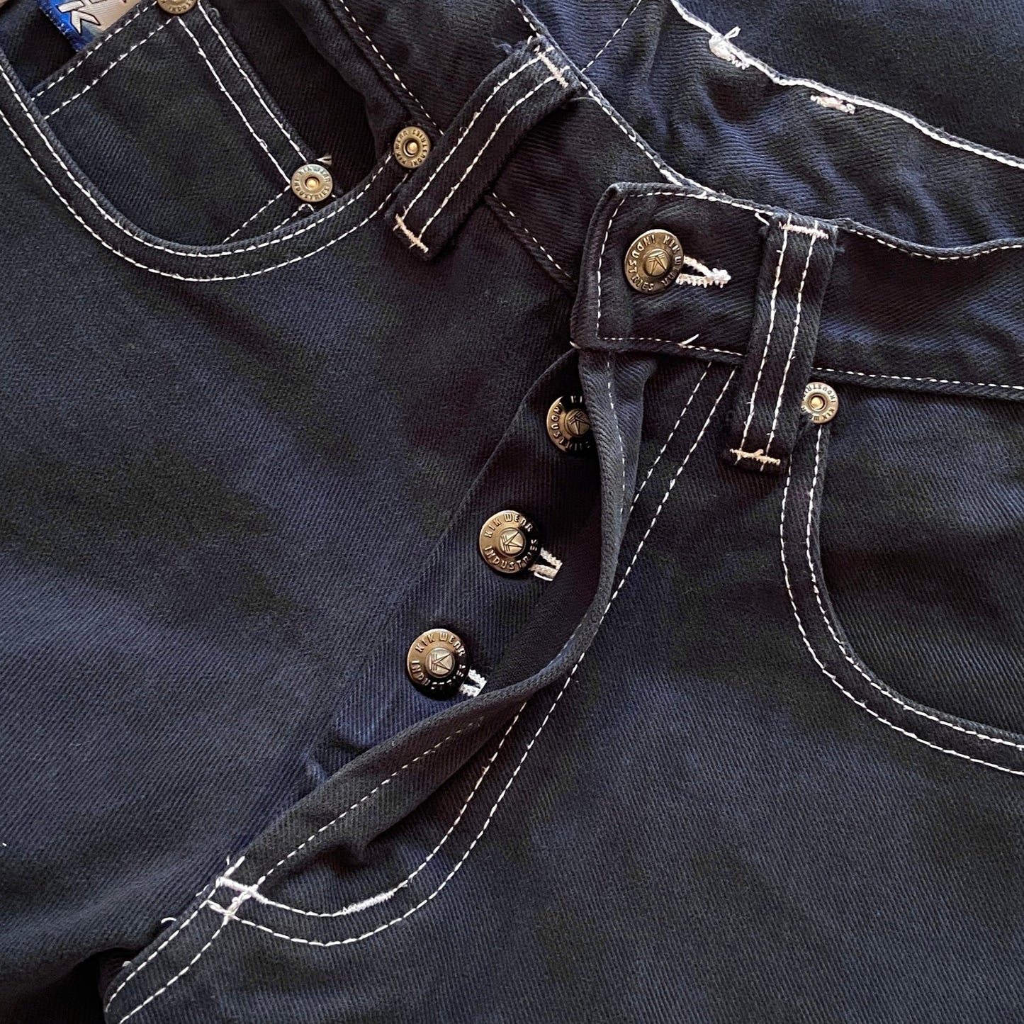 1990s Kikwear Two Tone Wide Leg Jeans 26 27 in W