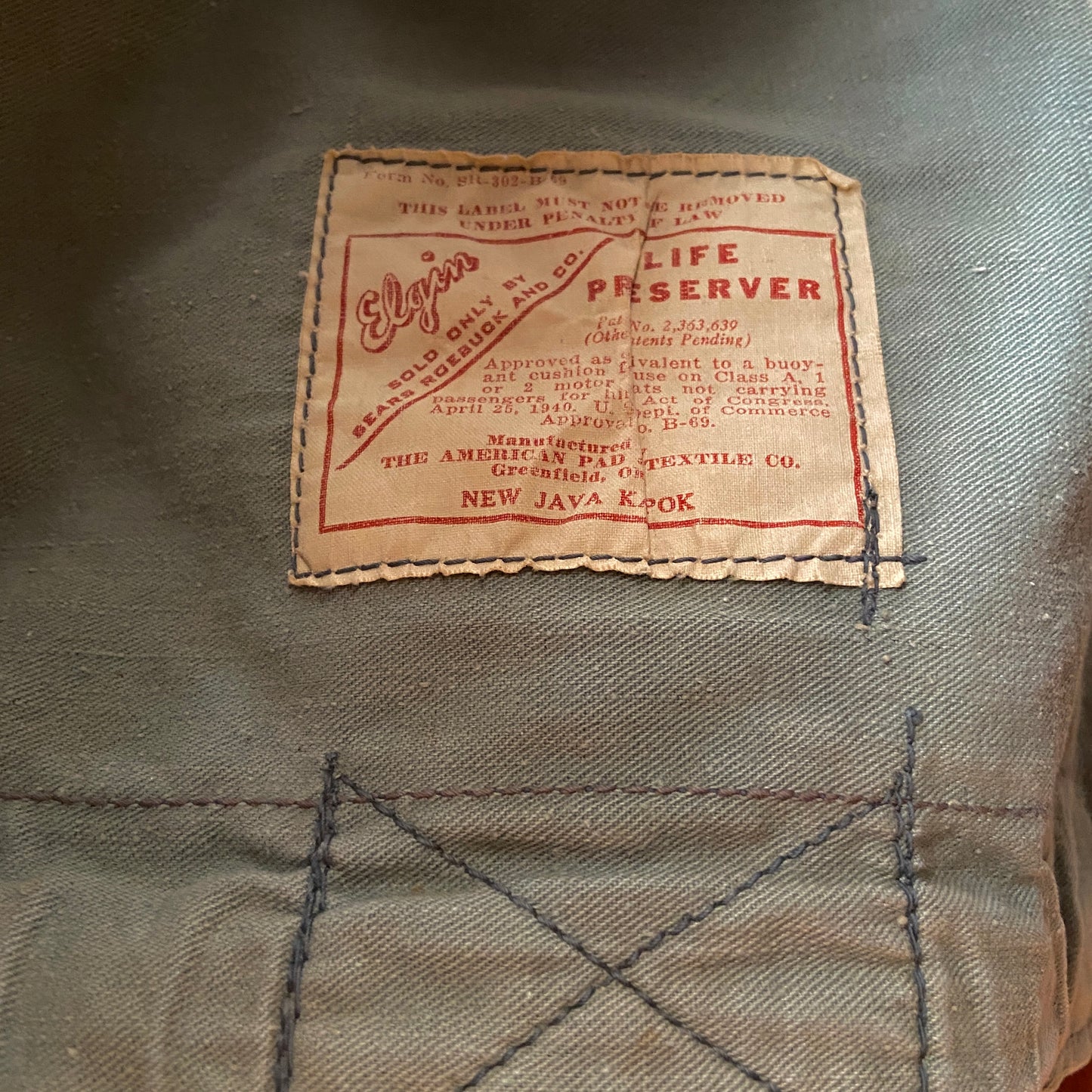 1940s Kapok Life Jacket Preserver Vest