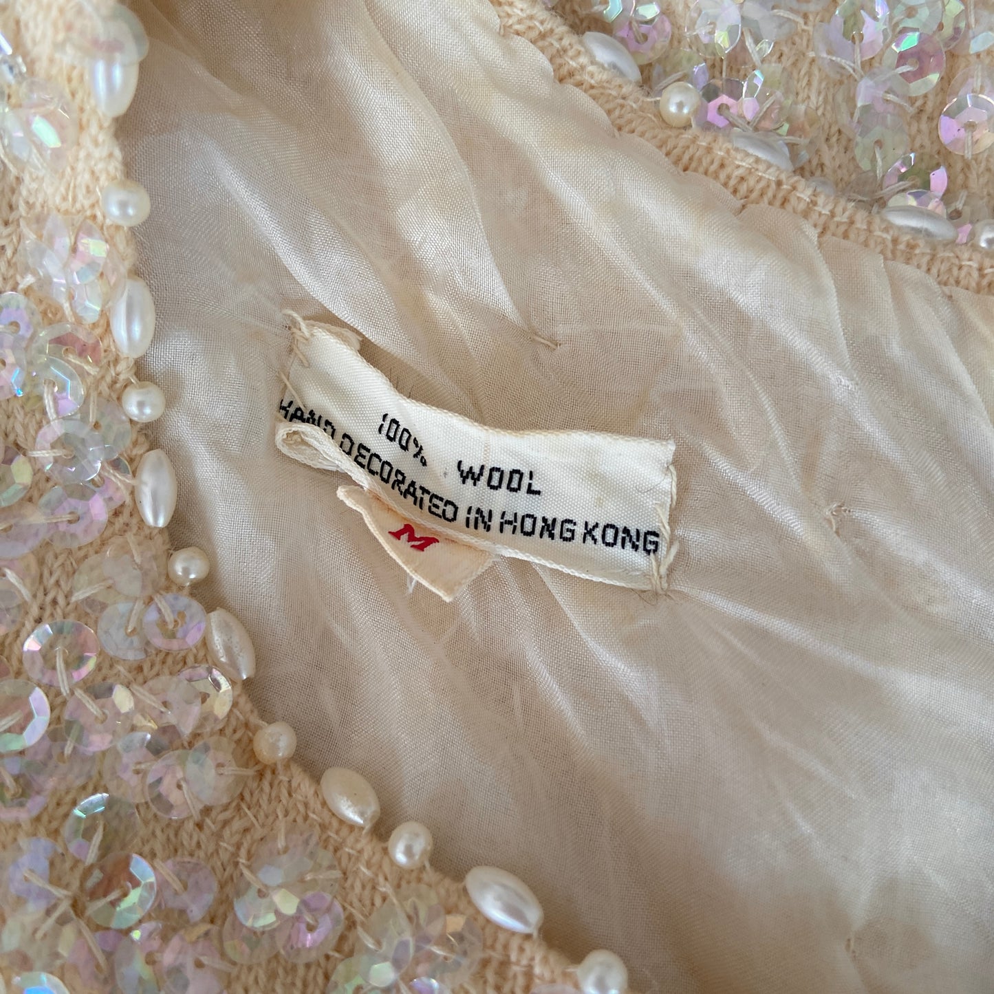 1960s Sequin and Beaded Swirl Wool Top