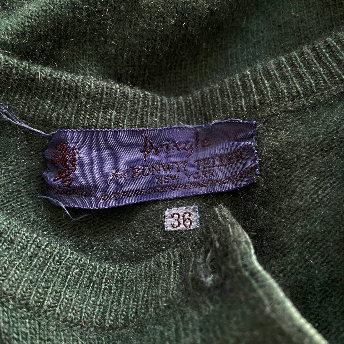 1940s 1950s Green Cashmere Cardigan