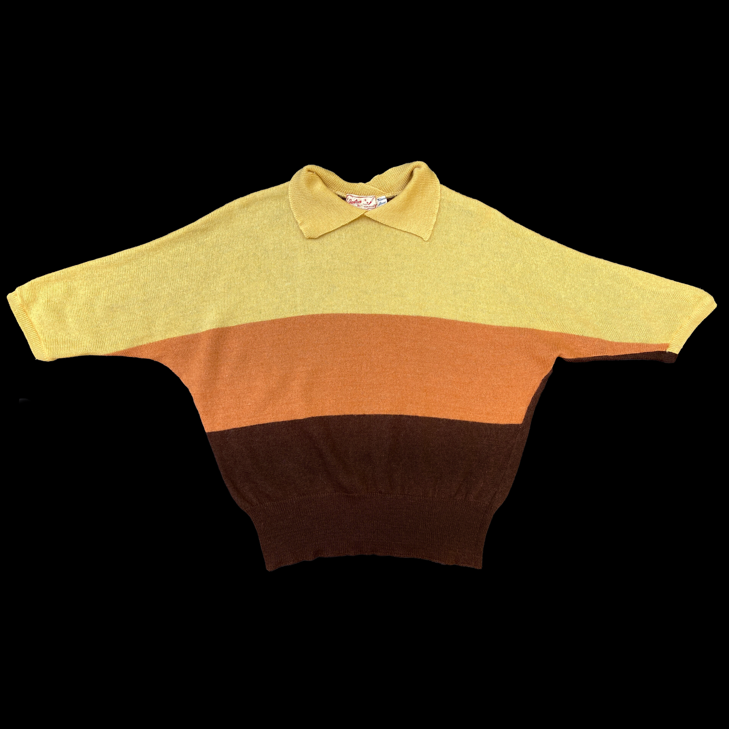 1940s Striped Yellow Orange Brown Jantzen Sweater