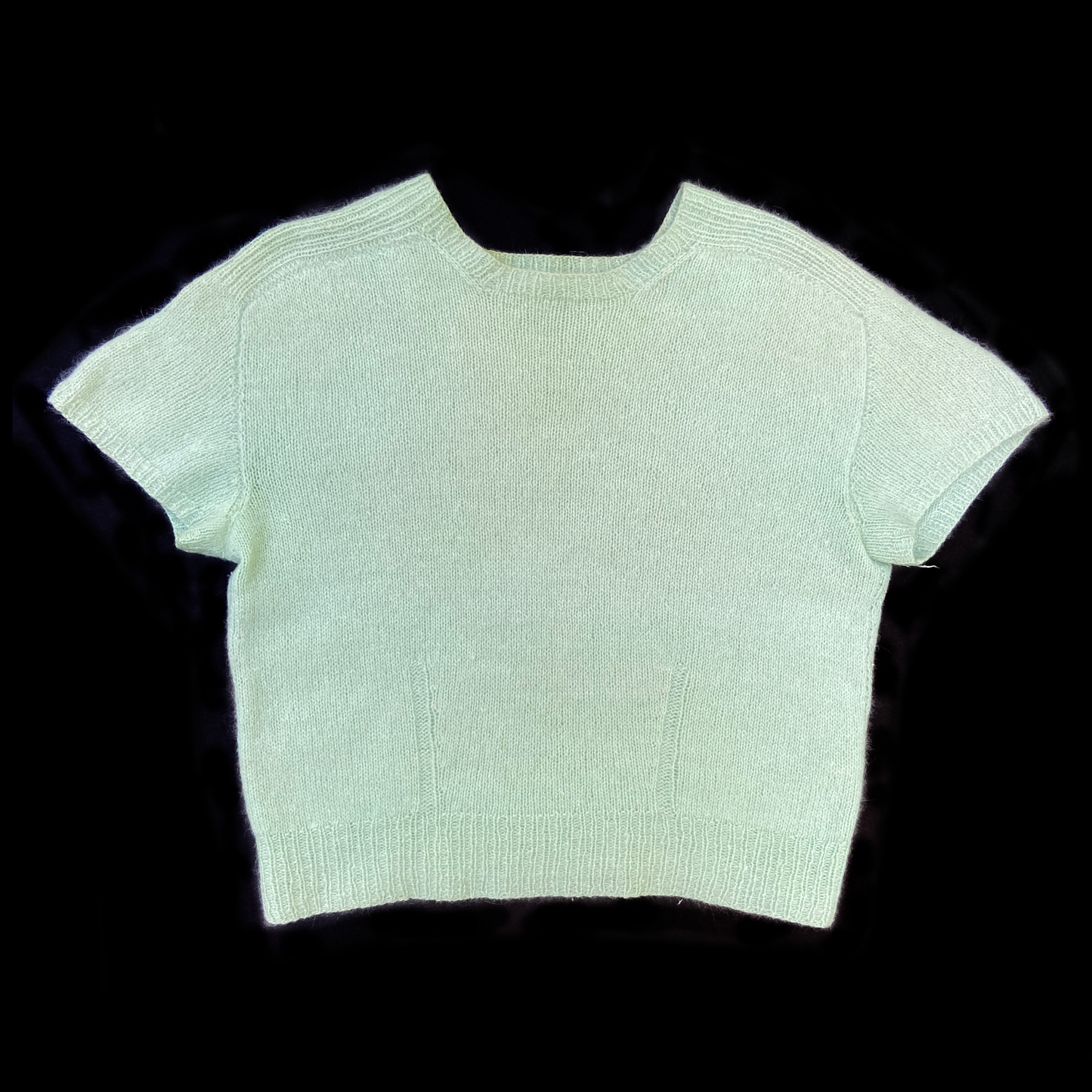 1930s Hand Knit Blue Mohair Wool Sweater