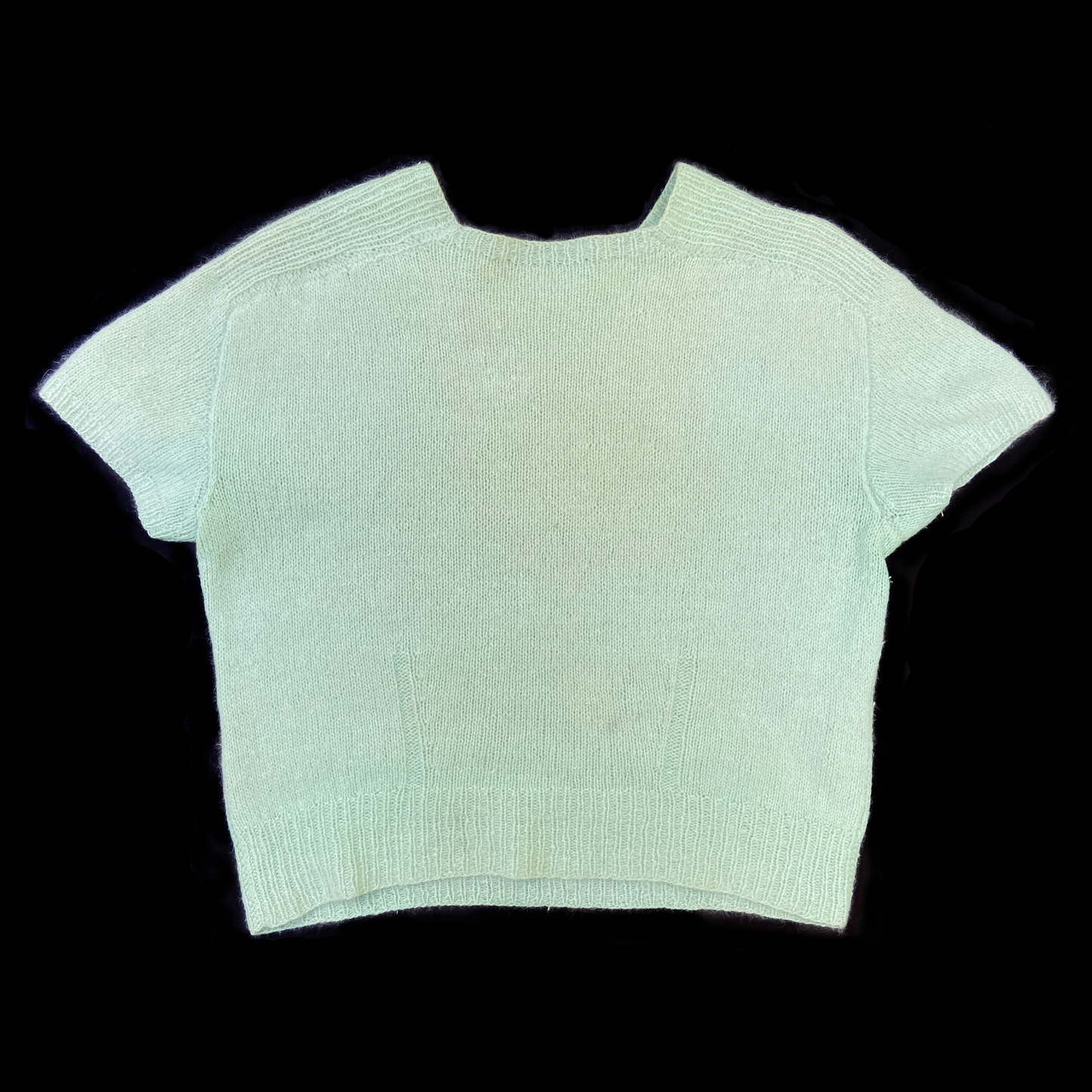1930s Hand Knit Blue Mohair Wool Sweater
