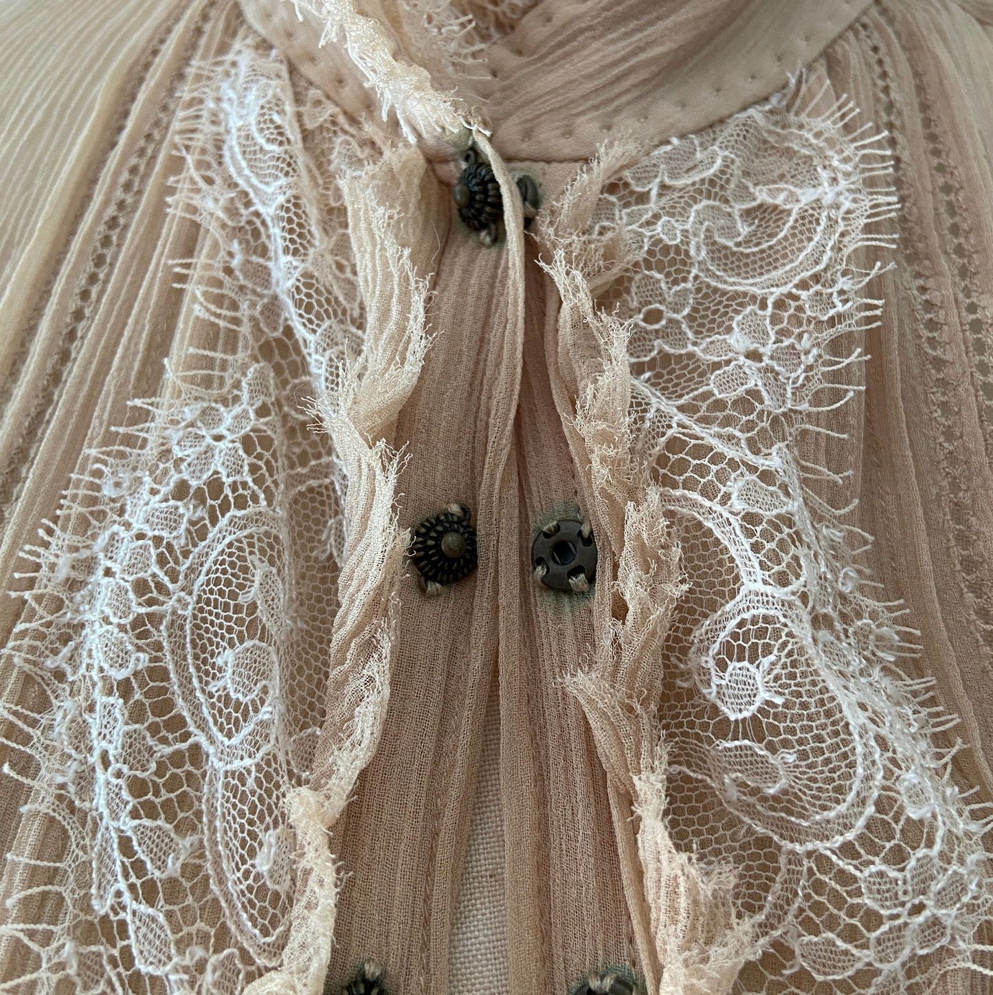 2000s Silk Gauze Victorian Lace Blouse