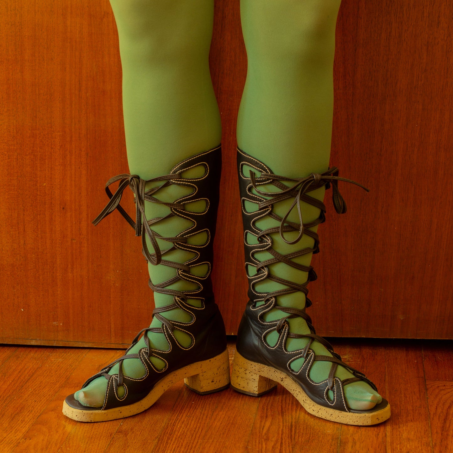 1960s Lace Up Leather Sandals Sbicca