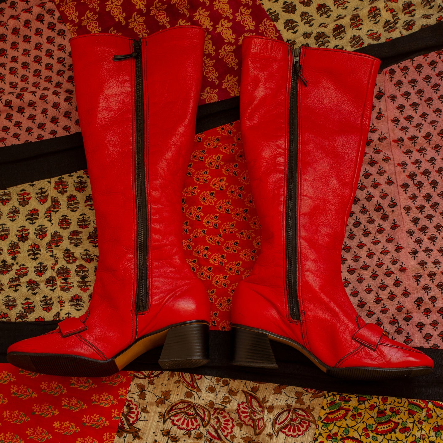 1960s Red Leather Knee High GoGo Boots