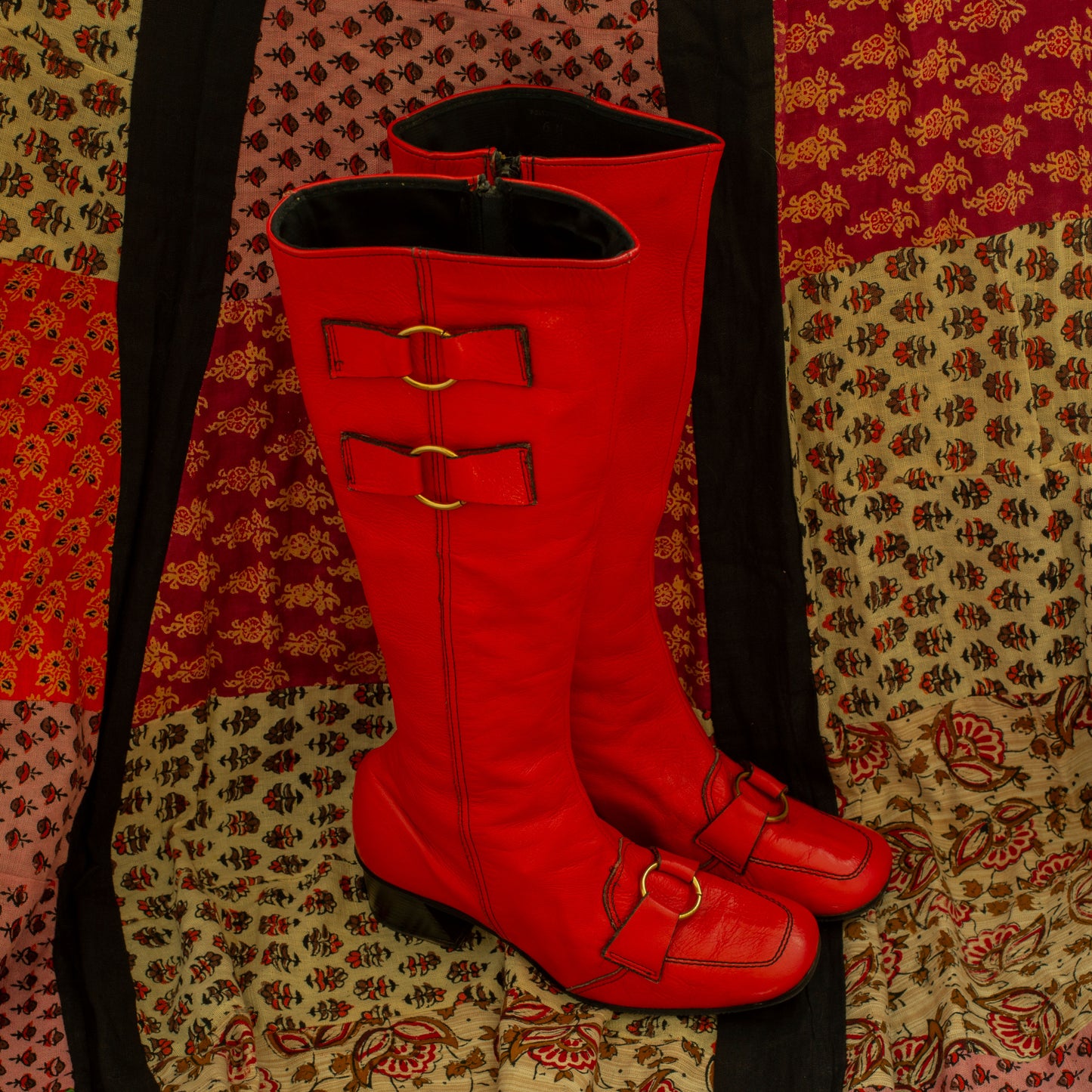 1960s Red Leather Knee High GoGo Boots
