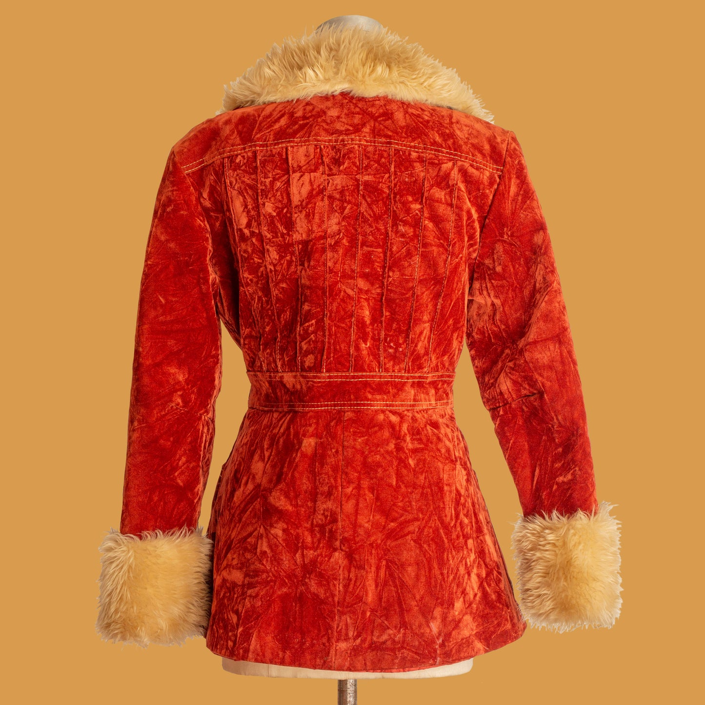 1970s Orange Velvet Penny Lane Coat