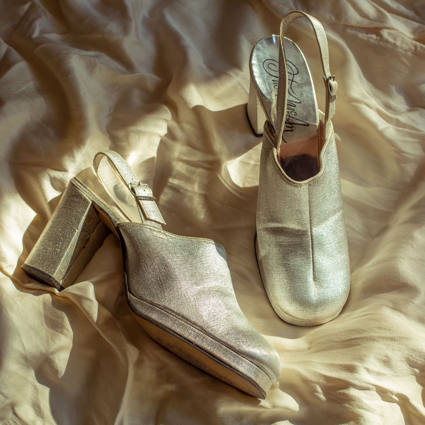 1970s Silver Glitter Platforms by Thom McAn