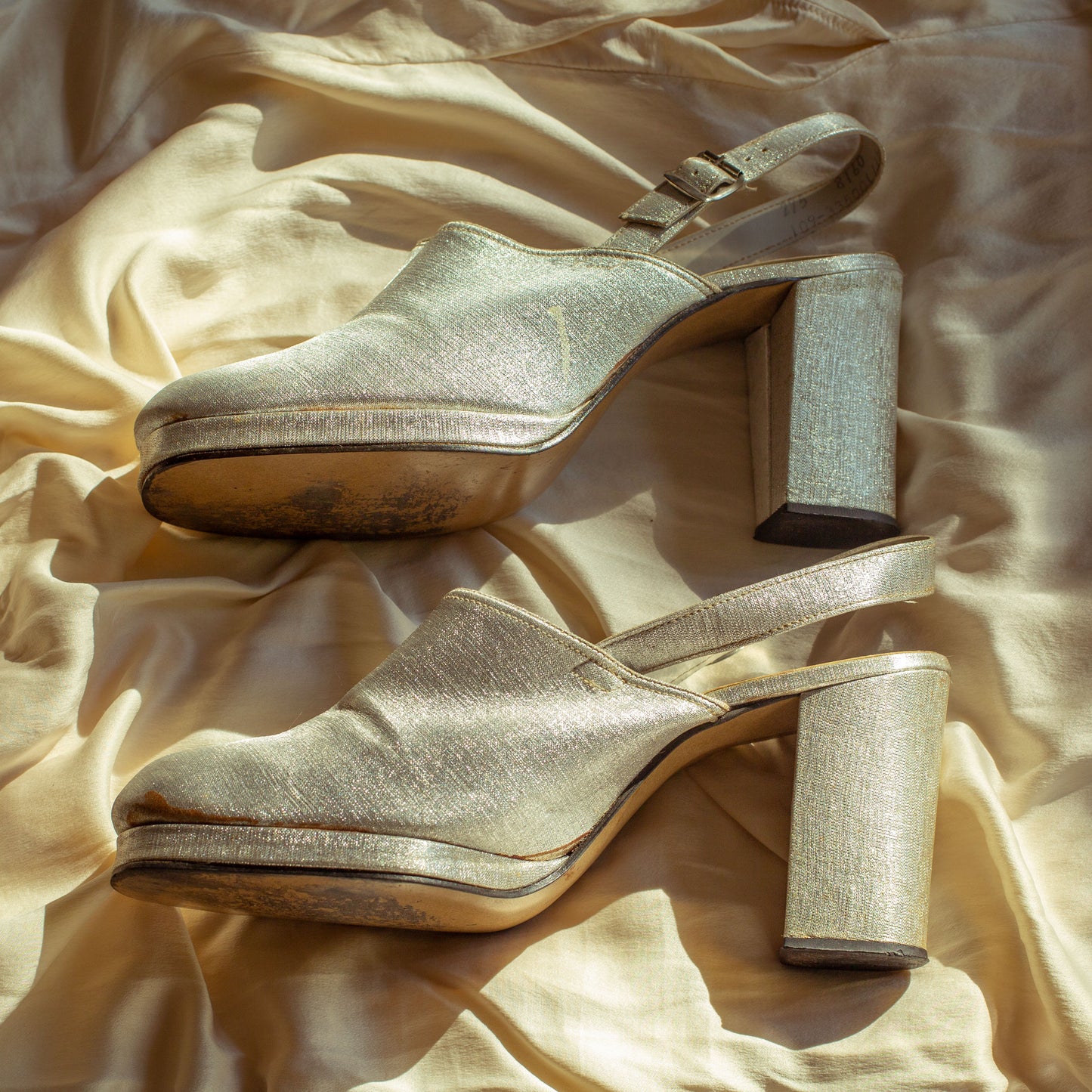 1970s Silver Glitter Platforms by Thom McAn