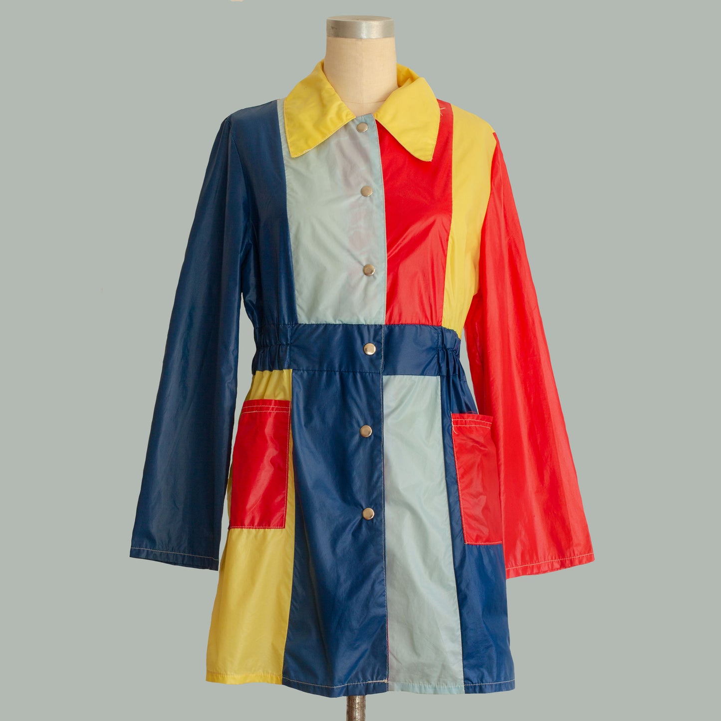 1960s Mod Color Block Raincoat