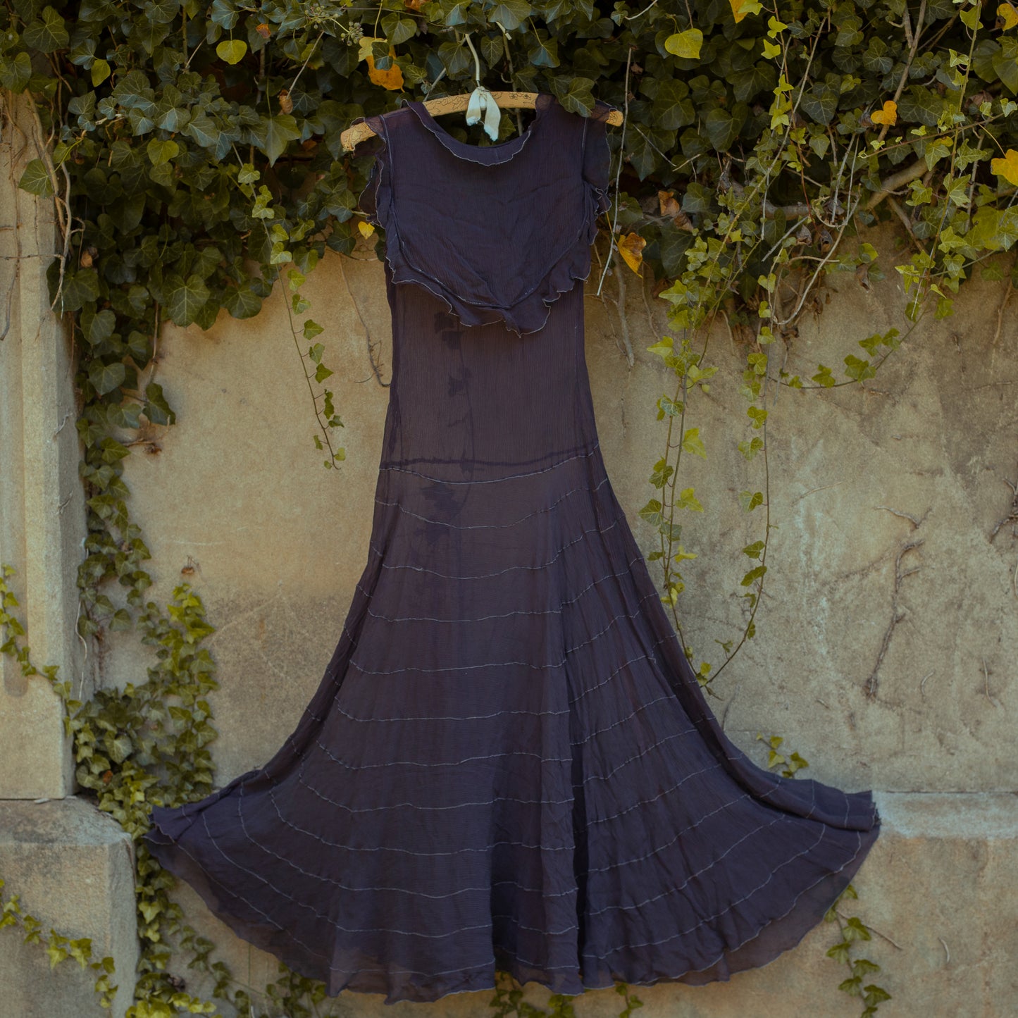 1920s 1930s Purple Chiffon Bias Dress