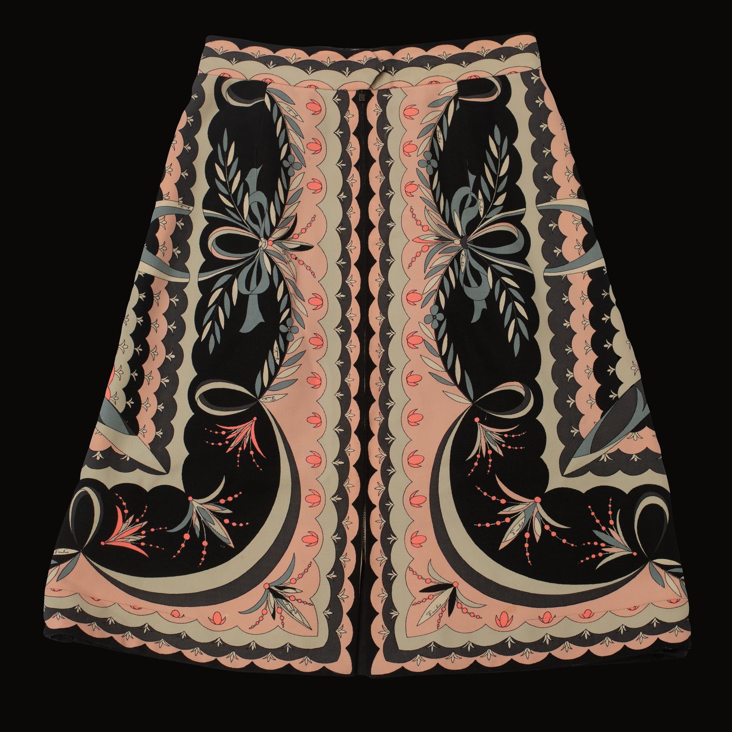 1960s Pink + Black Pucci Skirt 28" Waist