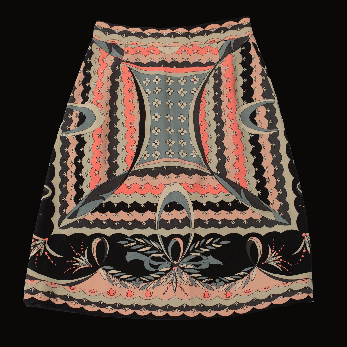 1960s Pink + Black Pucci Skirt 28" Waist