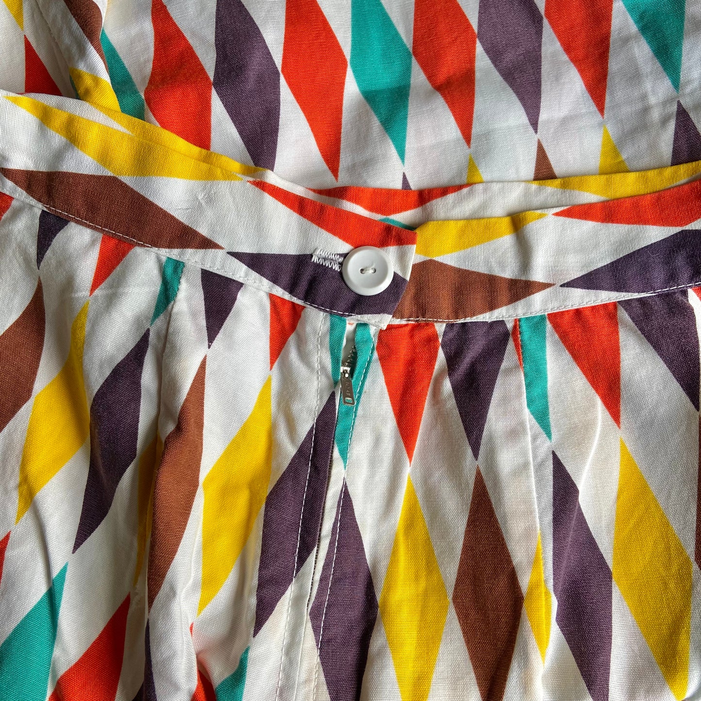 1950s Harlequin Print Cotton Pants 26" Waist