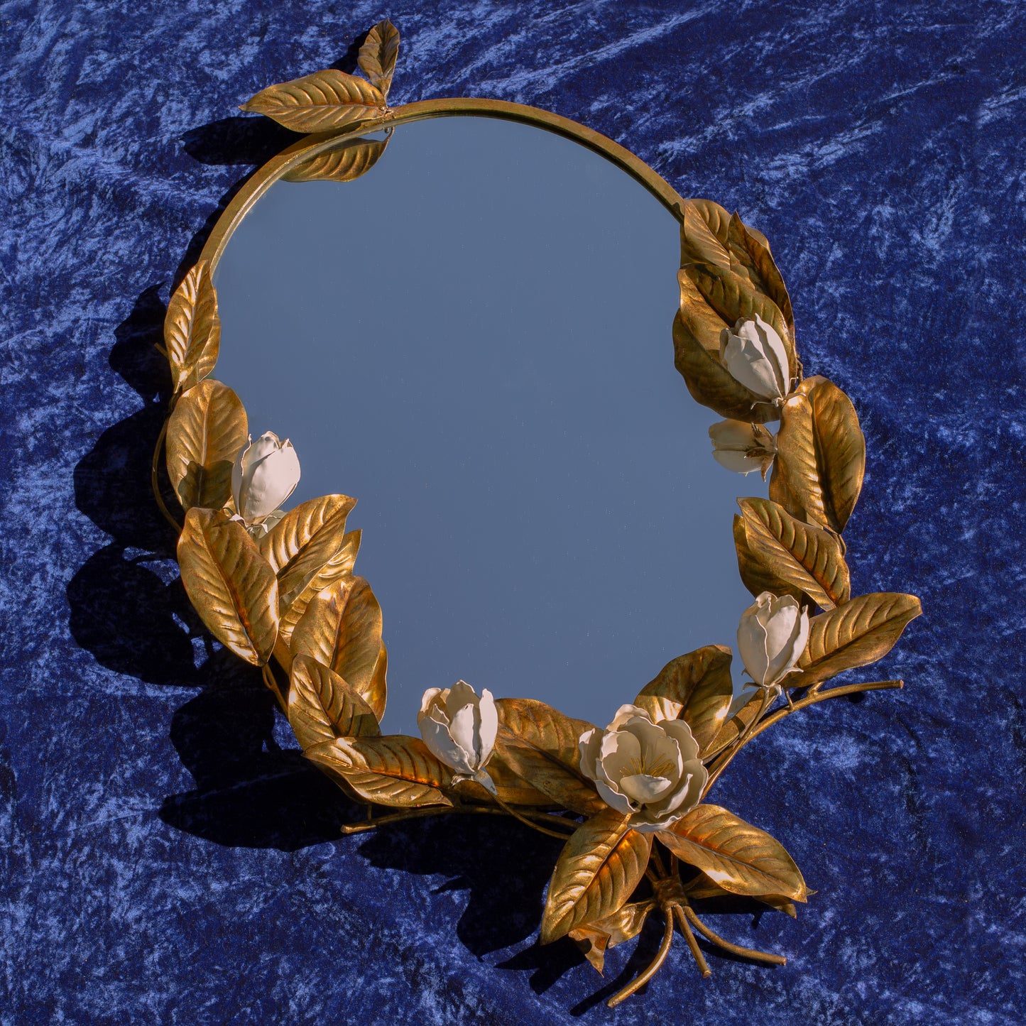 1940s Italian Guilt + Tole Magnolia Mirror