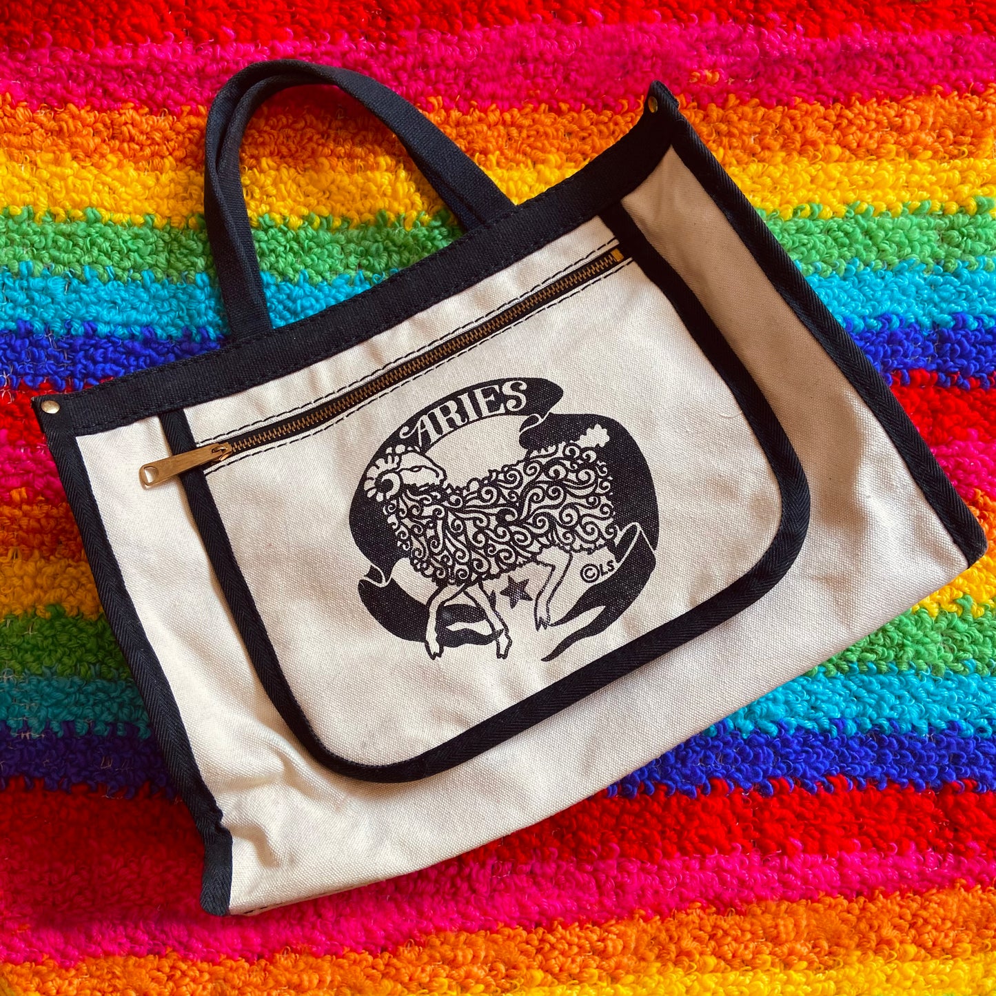 1960s Aries Zodiac Canvas Purse
