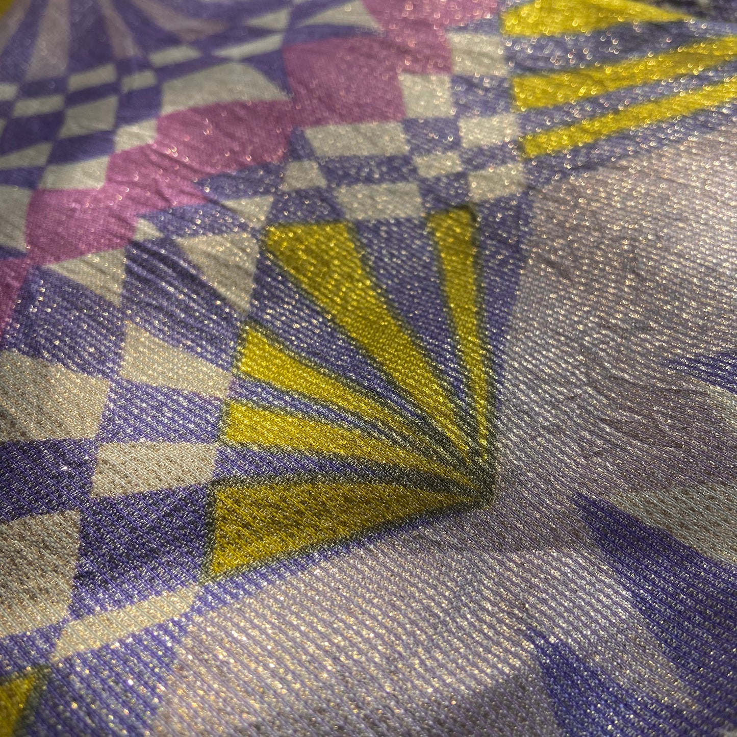 1960s Lurex Psychedelic Print Micro Mini Dress