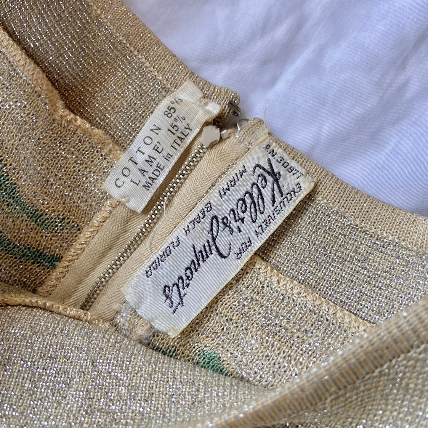 1960s Cotton + Lamé Metallic Shift Dress