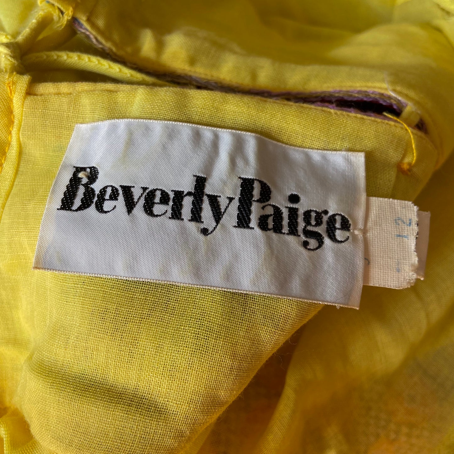 1970s Yellow Cotton Gauze Embroidered Dress by Beverly Paige