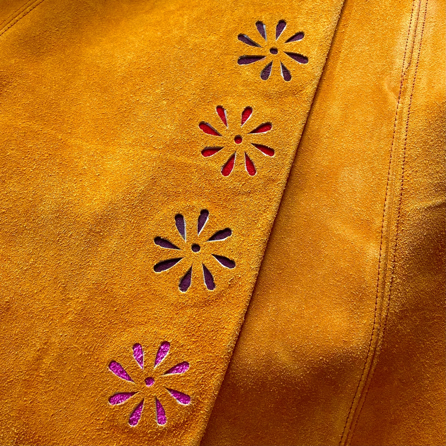 1960s Suede Mini Skirt with Floral Cutouts