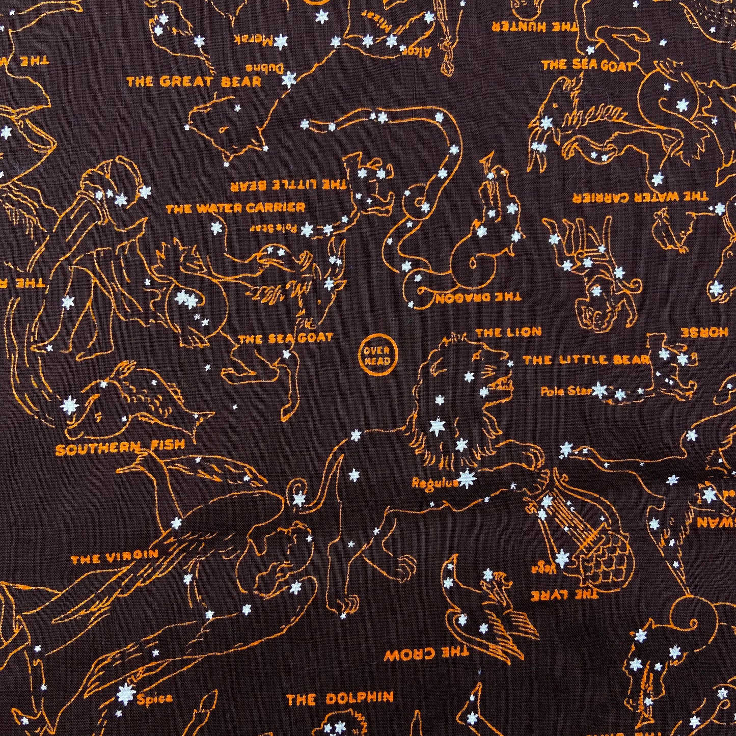 1960s Zodiac Astrology Print Brown Cotton Dress