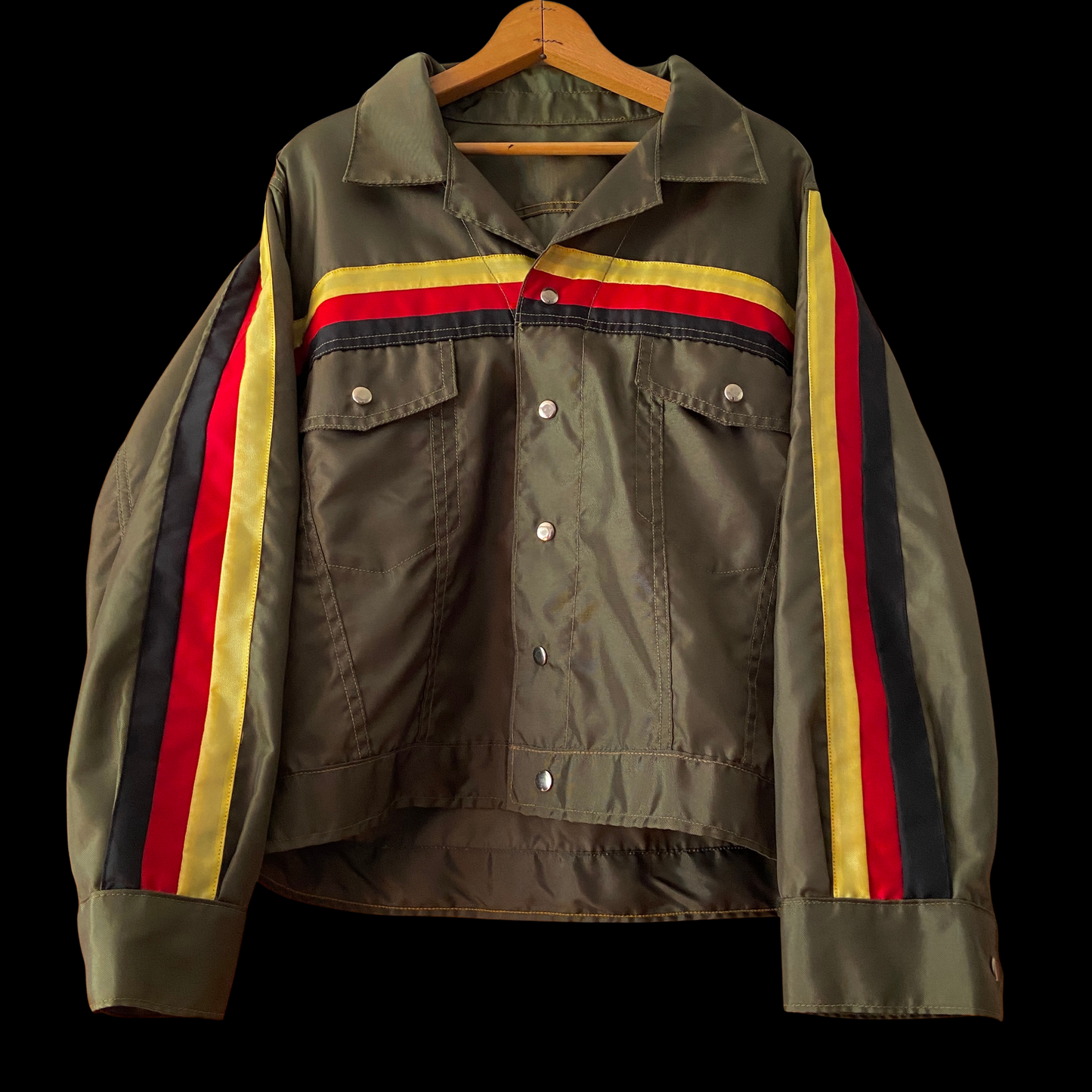 1970s Green Striped Nylon Trucker Jacket