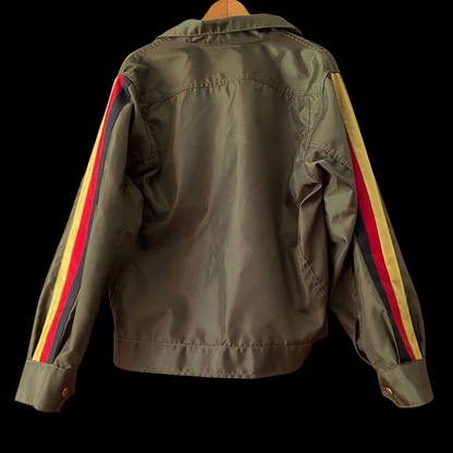 1970s Green Striped Nylon Trucker Jacket
