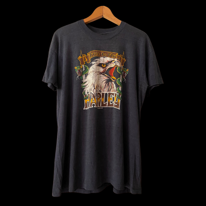 1980s Harley Davidson "Free to Fly" 3D Emblem Tee