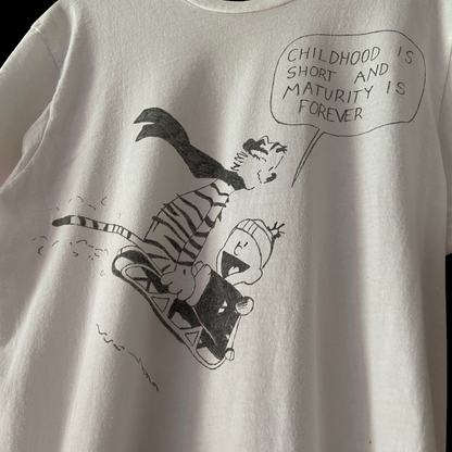 1980s 1990s Calvin and Hobbes Tee Shirt Hand Drawn