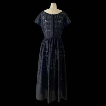 1950s Sheer Cotton Eyelet Dress