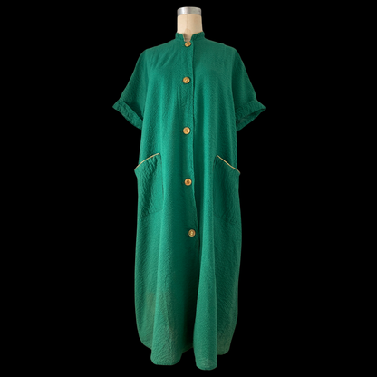 1940s Green Cotton Smock Dress