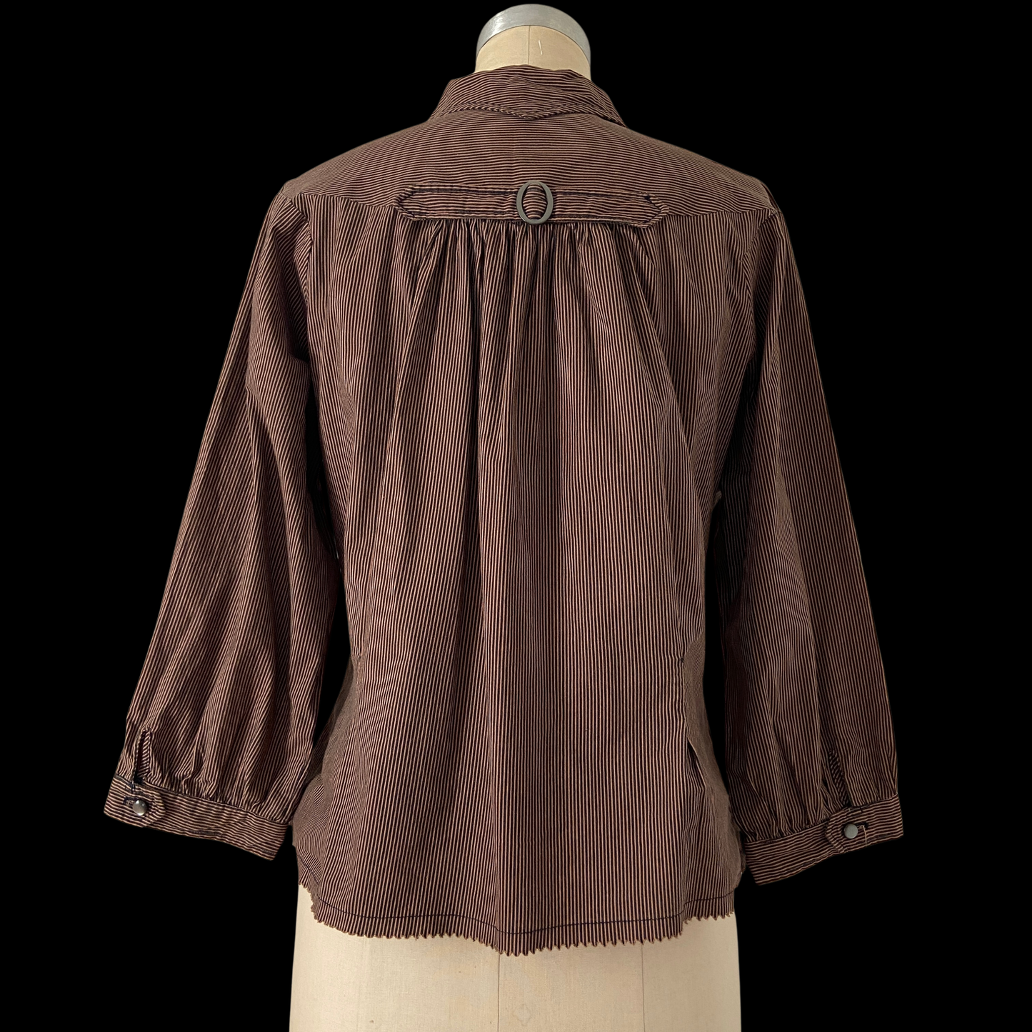 1940s Striped Cotton Buckle-back Top