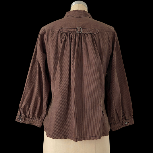 1940s Striped Cotton Buckle-back Top