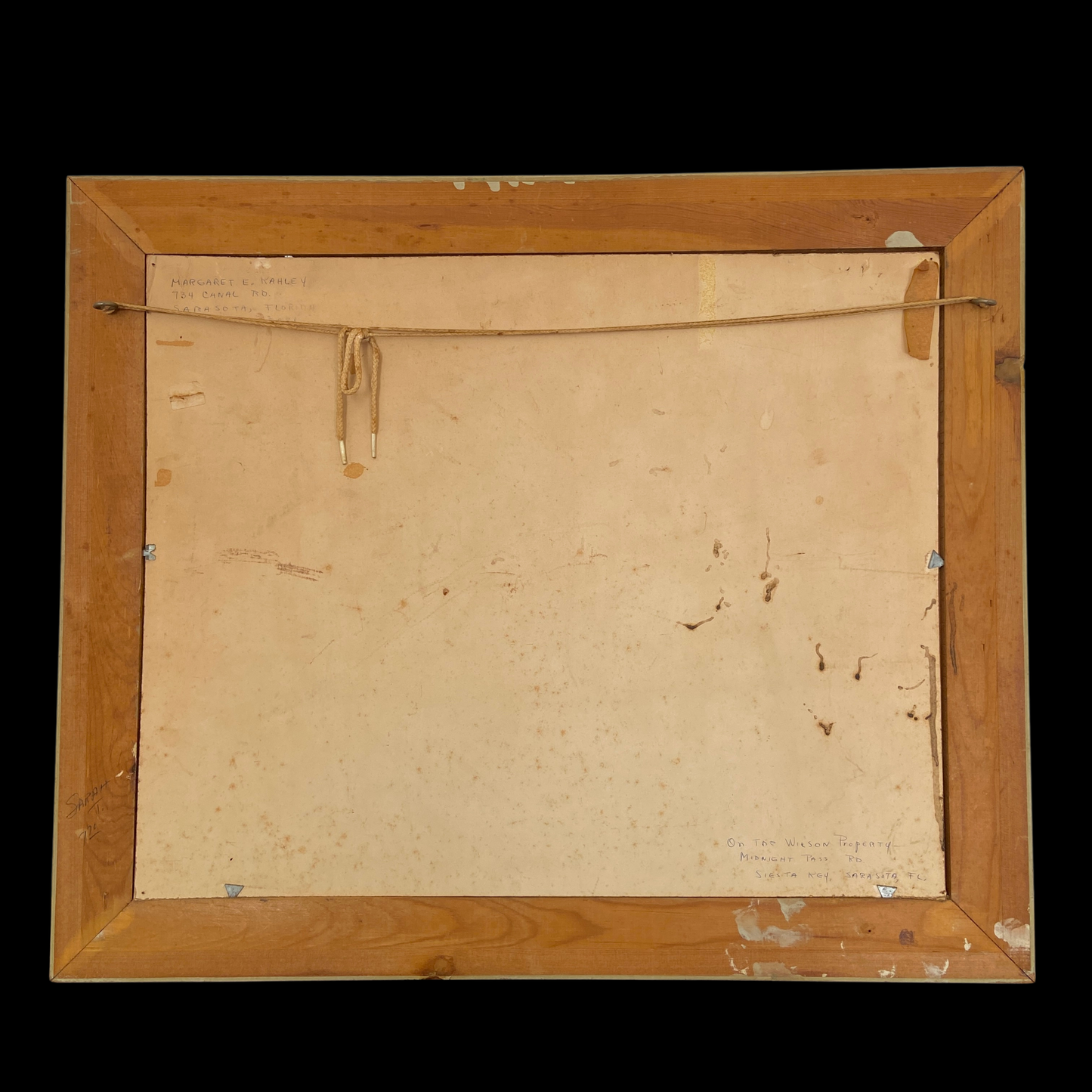 1960s Yellow House Painting in Original Wood Frame