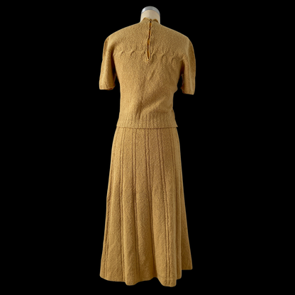 1940s Hand Knit Wool Sweater and Skirt Set