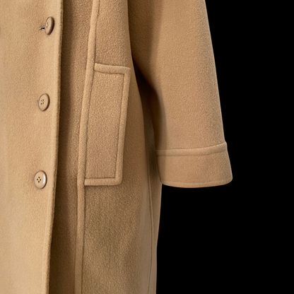 1980s Nina Ricci Tan Double Breasted Wool Peacoat