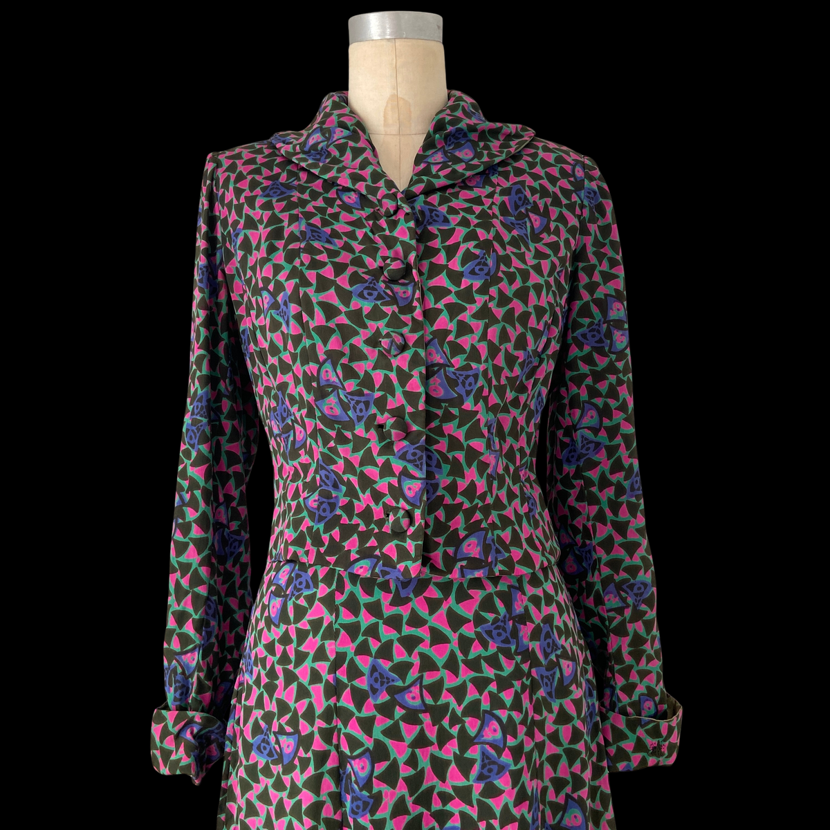 1940s 1950s Day Glo Silk Suit