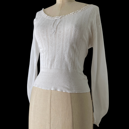 1980s Cotton Pointelle Top