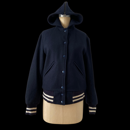 1980s Blue Wool Cheerleader Varsity Jacket