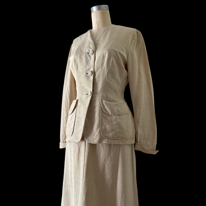 1940s Cream Silk Suit