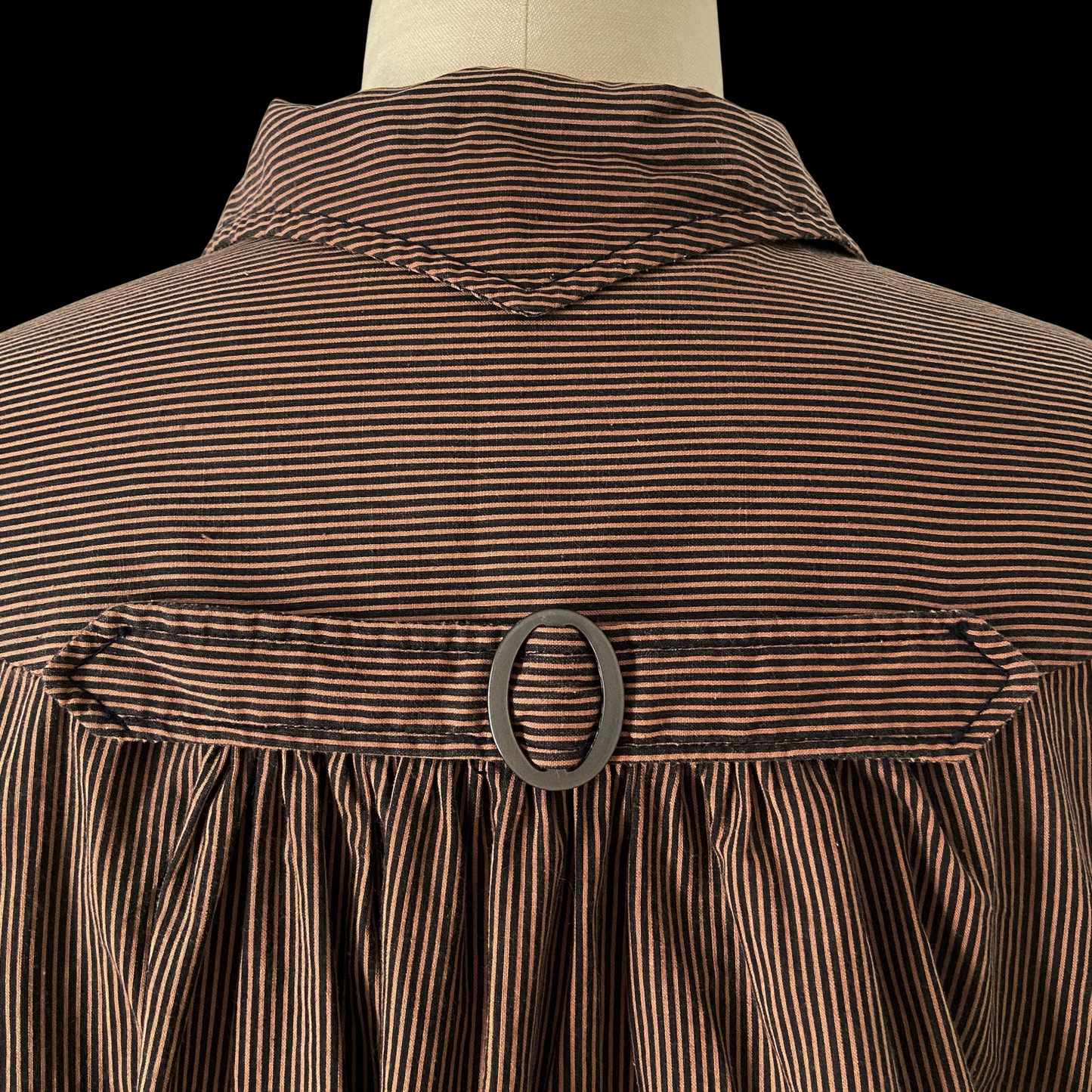 1940s Striped Cotton Buckle-back Top