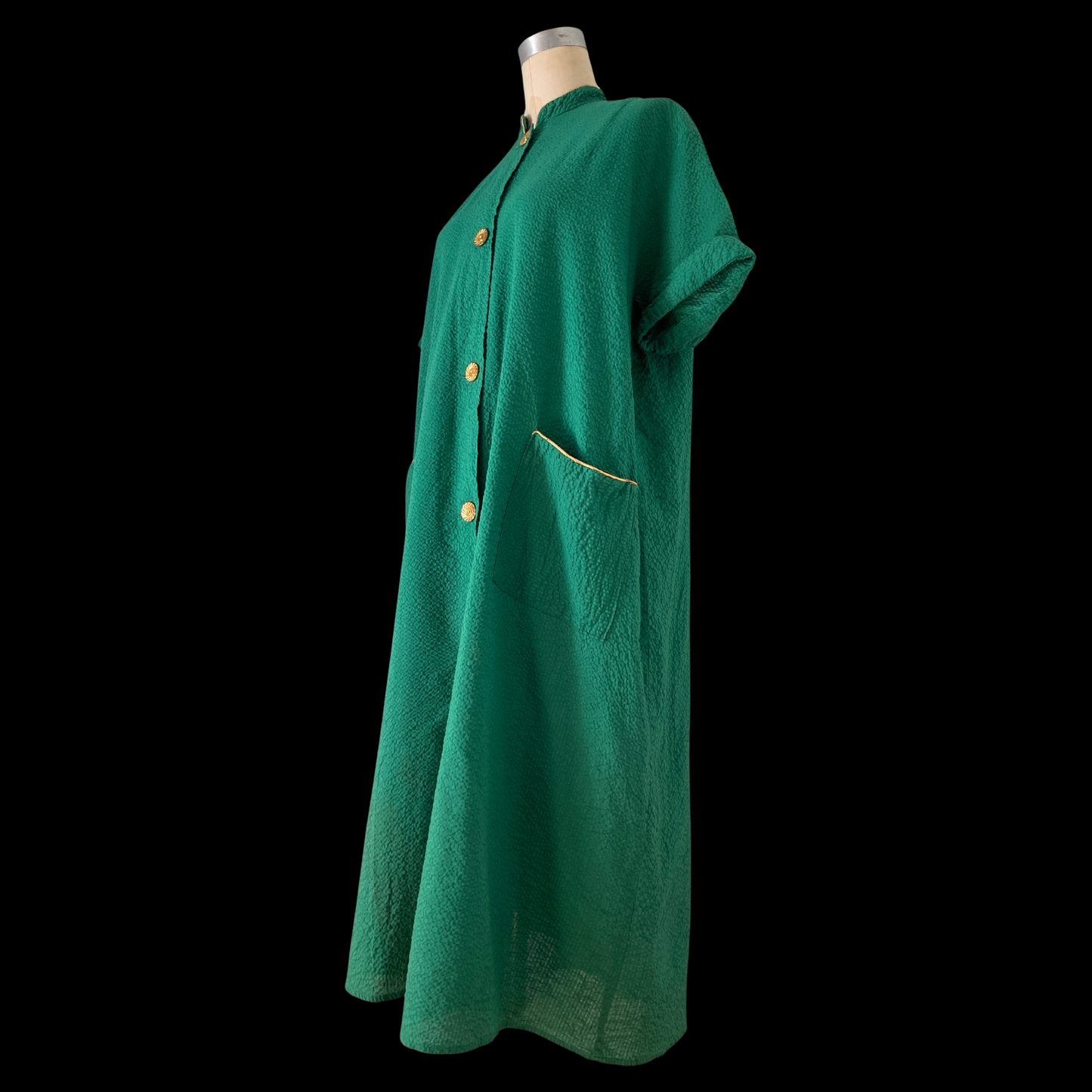 1940s Green Cotton Smock Dress