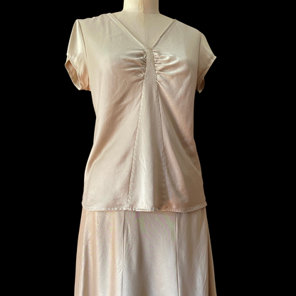 1990s Silk Skirt Set 1930s 1940s Style